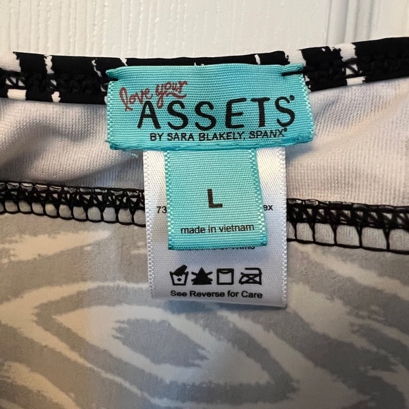 SPANX Love Your Assets Tankini Top ZEBRA Black White Push Up Ruched Swimsuit L - Picture 4 of 7